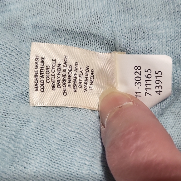 J. JILL PURE JILL Aqua Blue Scoop Neck Cotton Linen Blend Lightweight Sweater - Picture 8 of 11